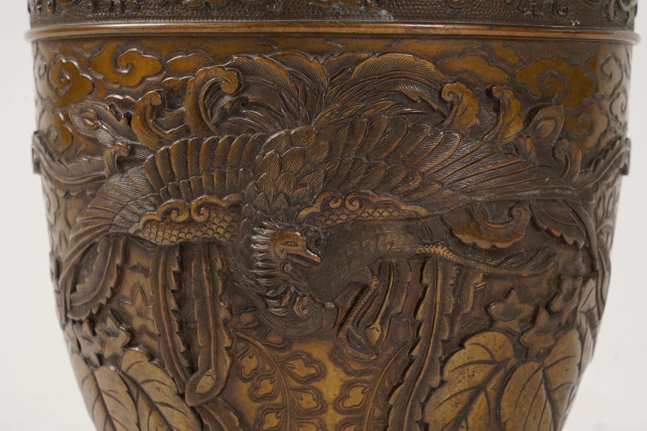 A Japanese bronze vase, late 19th century